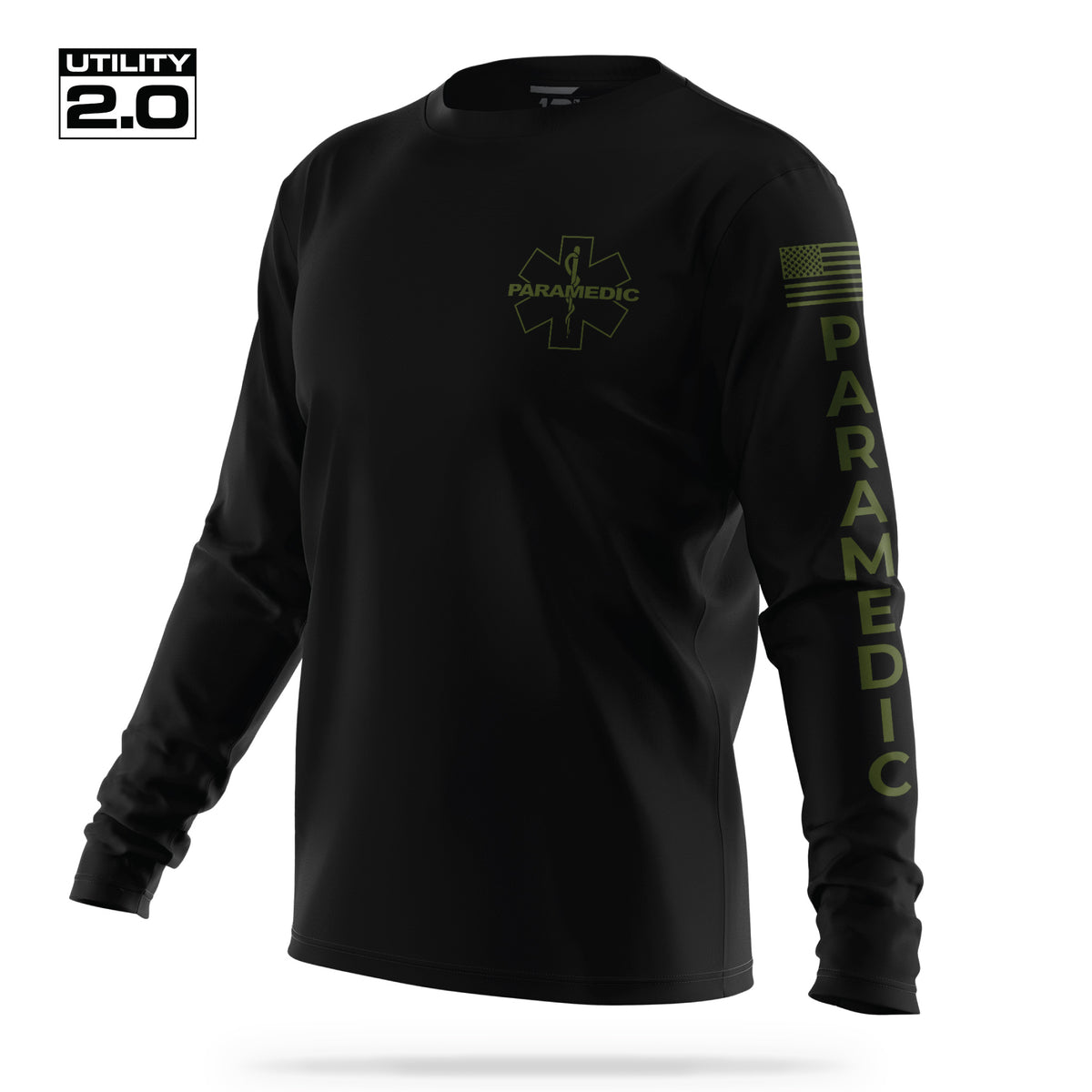 [PARAMEDIC-TACTICAL] Men's Utility 2.0 Long Sleeve [BLK/GRN]-13 Fifty Apparel