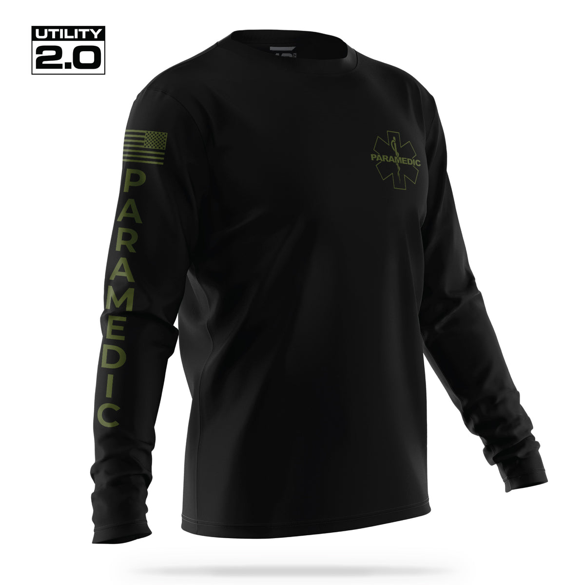 [PARAMEDIC-TACTICAL] Men's Utility 2.0 Long Sleeve [BLK/GRN]-13 Fifty Apparel