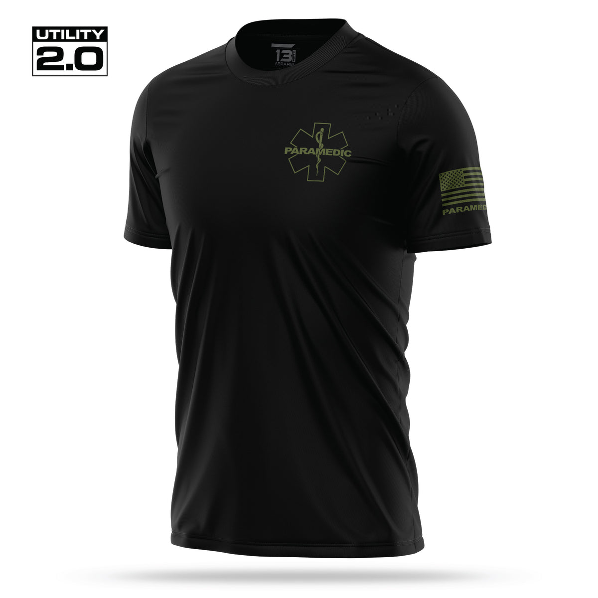 [PARAMEDIC-TACTICAL] Men's Utility 2.0 Short Sleeve [BLK/GRN]-13 Fifty Apparel