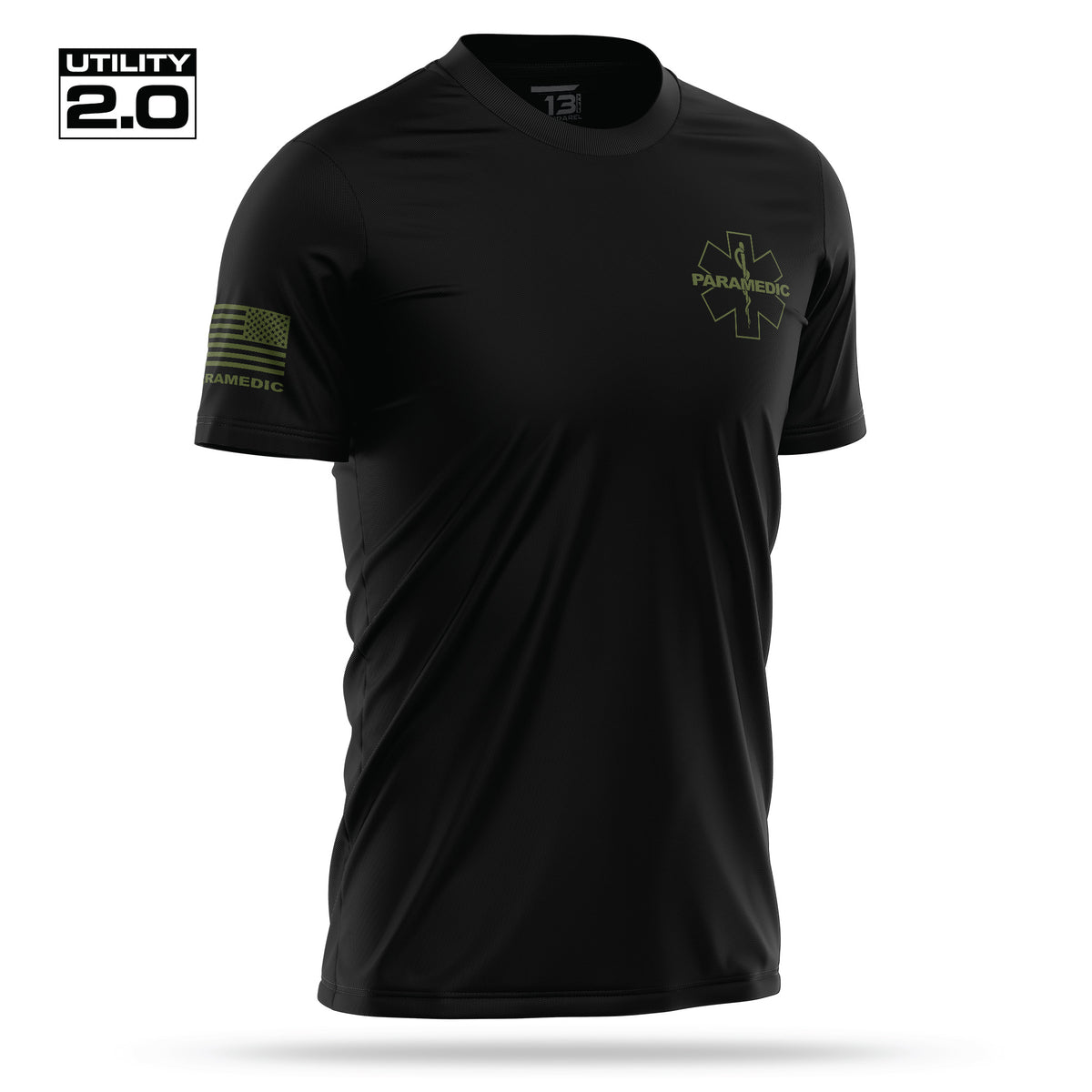 [PARAMEDIC-TACTICAL] Men's Utility 2.0 Short Sleeve [BLK/GRN]-13 Fifty Apparel