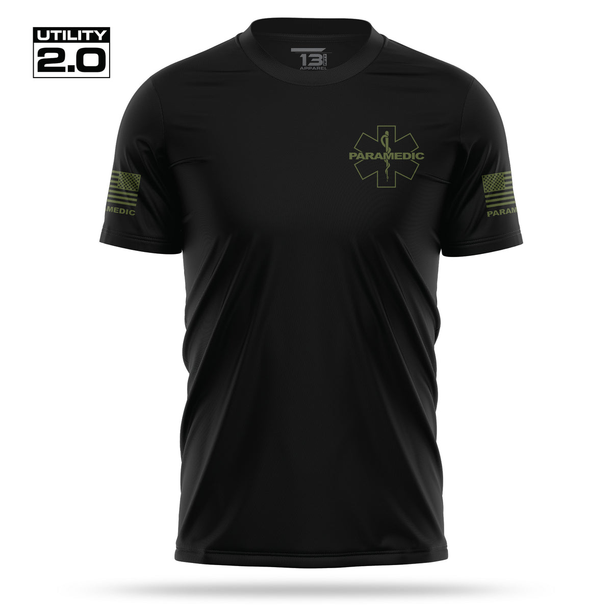 [PARAMEDIC-TACTICAL] Men's Utility 2.0 Short Sleeve [BLK/GRN]-13 Fifty Apparel
