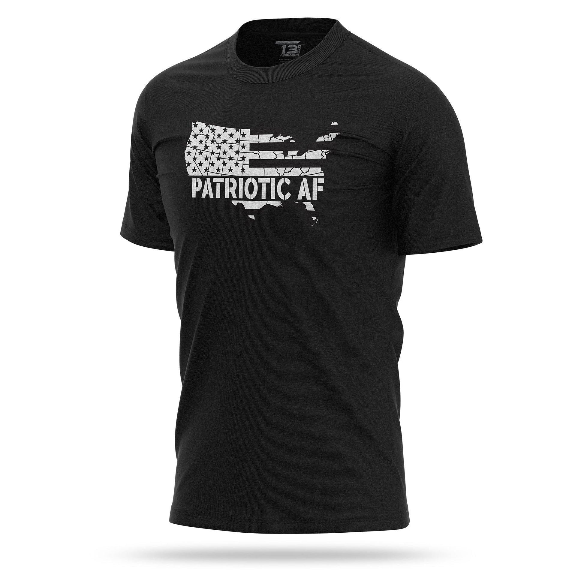 [PATRIOTIC AF] Men's Crew Tee [BLK/WHT]-13 Fifty Apparel