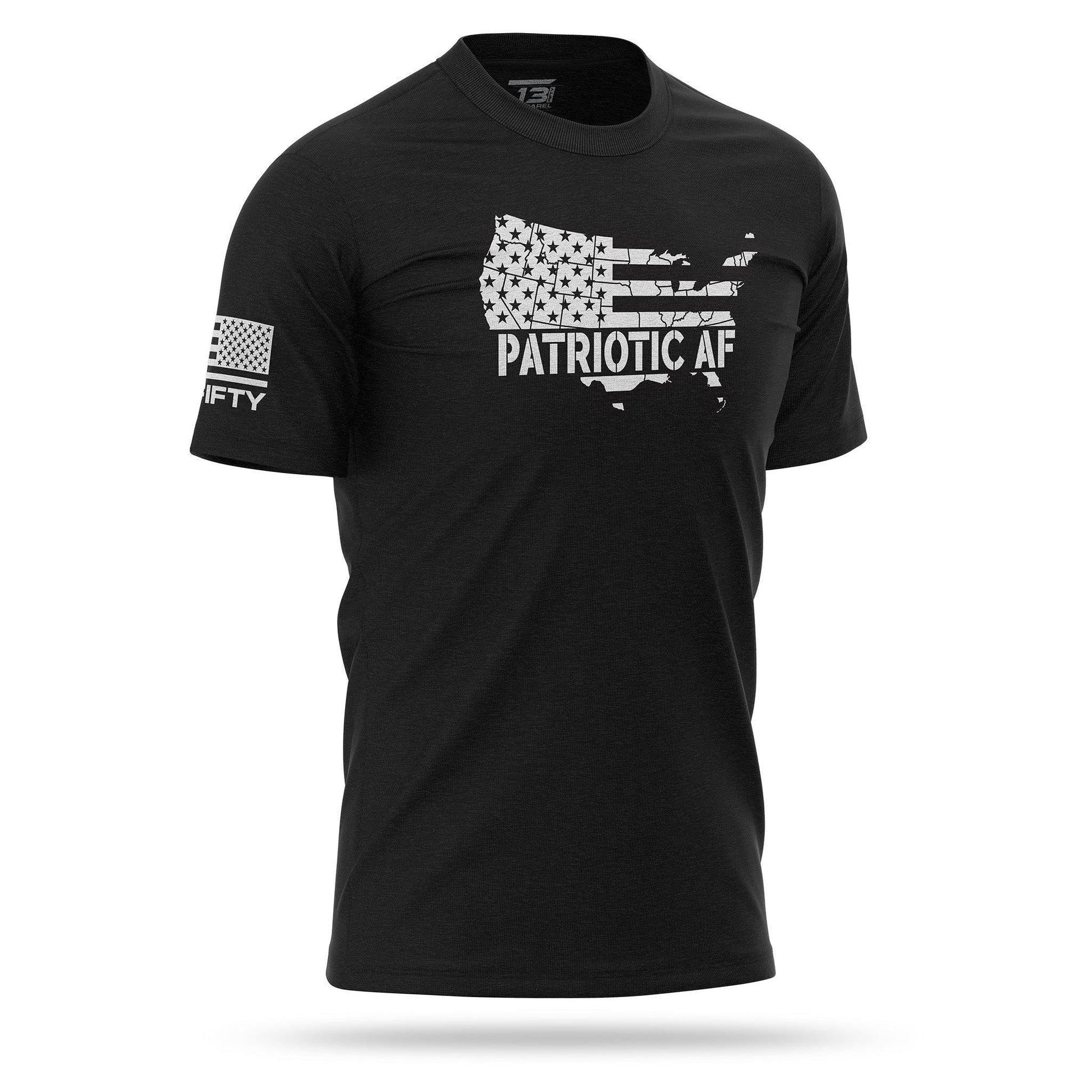 [PATRIOTIC AF] Men's Crew Tee [BLK/WHT]-13 Fifty Apparel