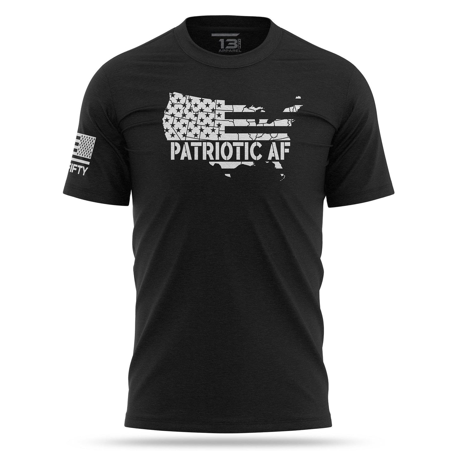 [PATRIOTIC AF] Men's Crew Tee [BLK/WHT]-13 Fifty Apparel