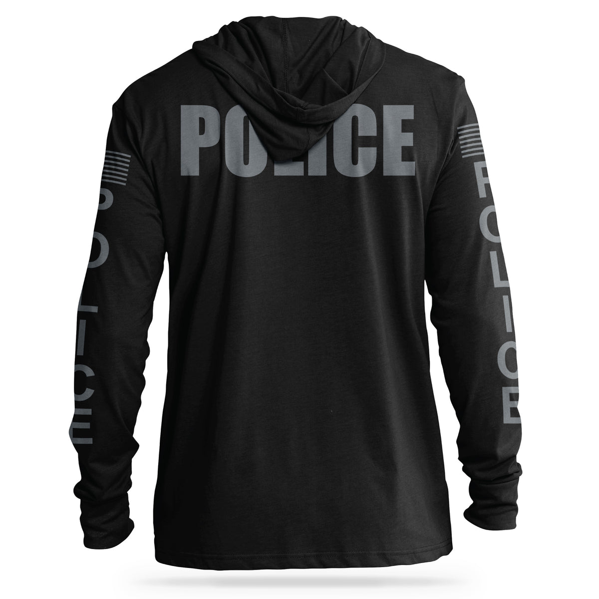 [POLICE] Cotton Hooded Tee [BLK/GRY]-13 Fifty Apparel
