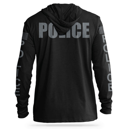 [POLICE] Cotton Hooded Tee [BLK/GRY]-13 Fifty Apparel