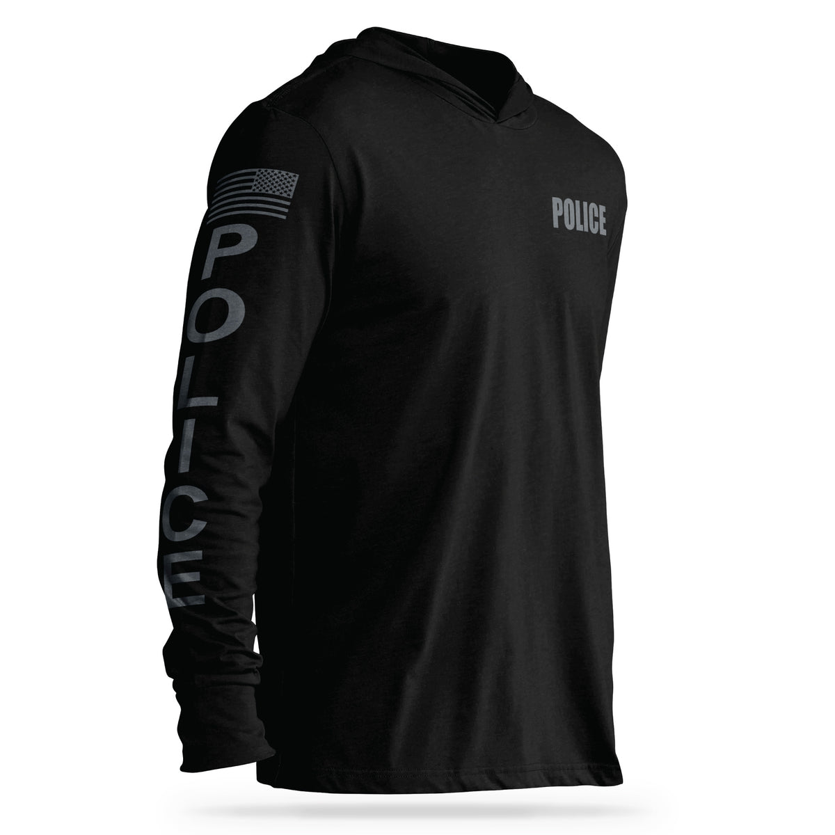 [POLICE] Cotton Hooded Tee [BLK/GRY]-13 Fifty Apparel