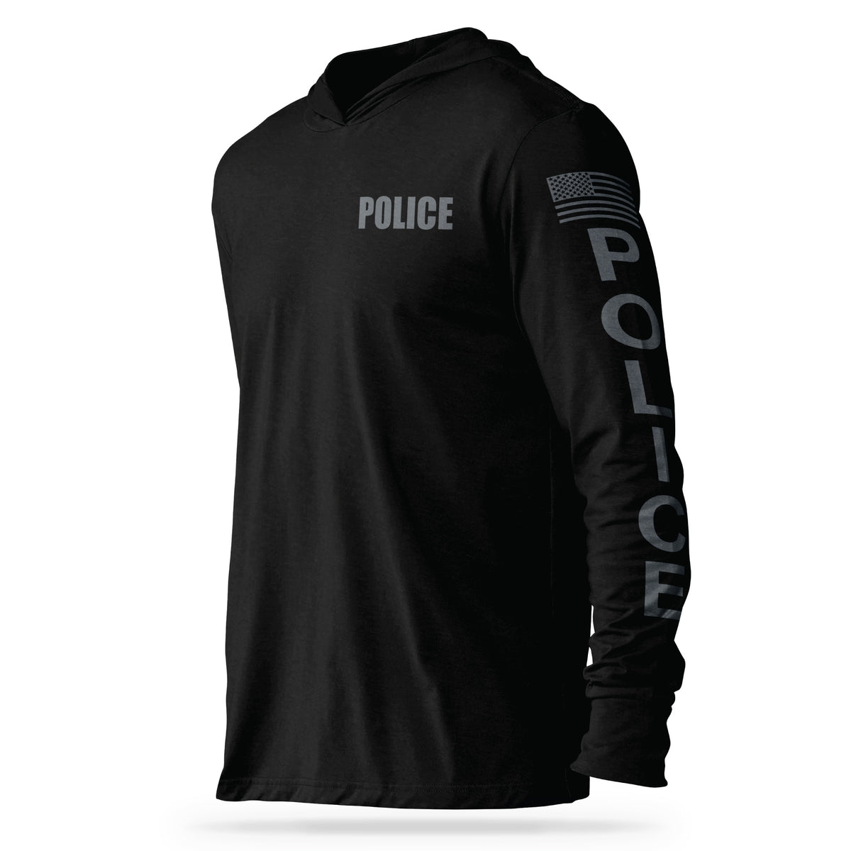[POLICE] Cotton Hooded Tee [BLK/GRY]-13 Fifty Apparel