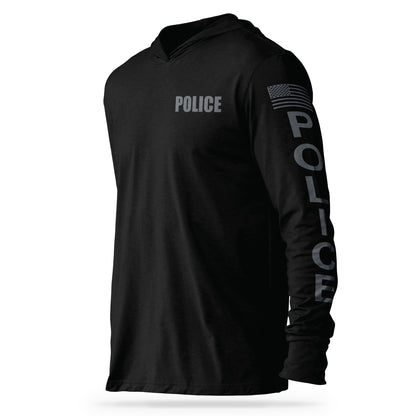 [POLICE] Cotton Hooded Tee [BLK/GRY]-13 Fifty Apparel