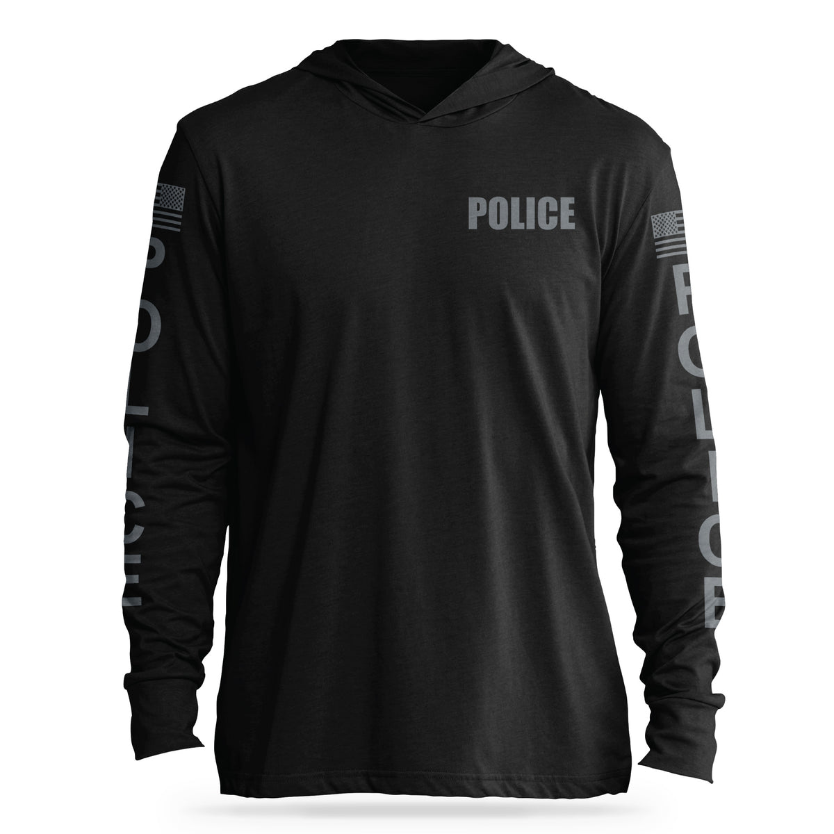 [POLICE] Cotton Hooded Tee [BLK/GRY]-13 Fifty Apparel