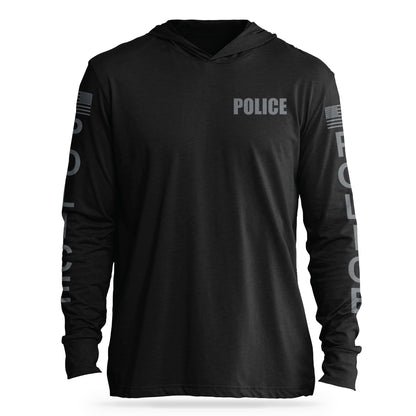 [POLICE] Cotton Hooded Tee [BLK/GRY]-13 Fifty Apparel