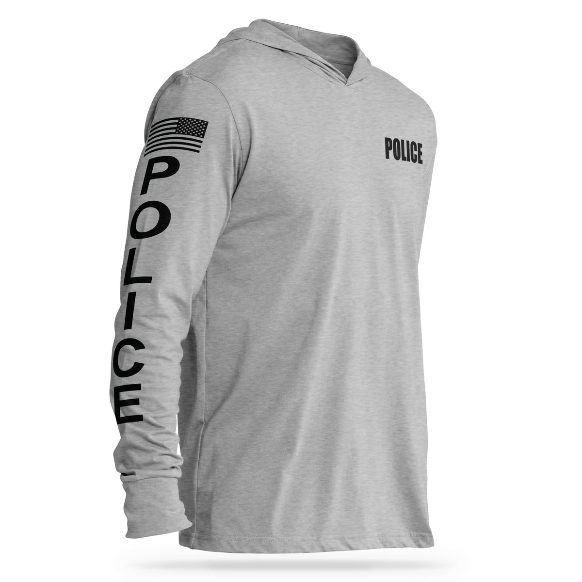 [POLICE] Cotton Hooded Tee [GRY/BLK]-13 Fifty Apparel