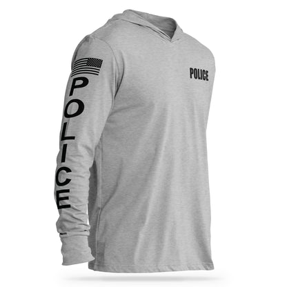 [POLICE] Cotton Hooded Tee [GRY/BLK]-13 Fifty Apparel