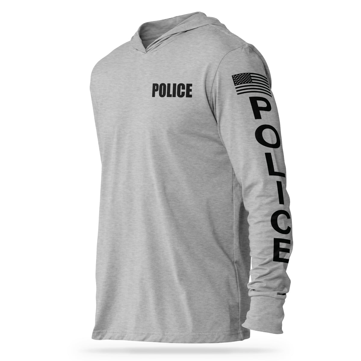 [POLICE] Cotton Hooded Tee [GRY/BLK]-13 Fifty Apparel