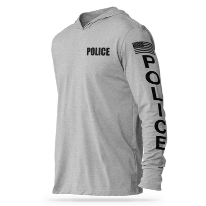 [POLICE] Cotton Hooded Tee [GRY/BLK]-13 Fifty Apparel