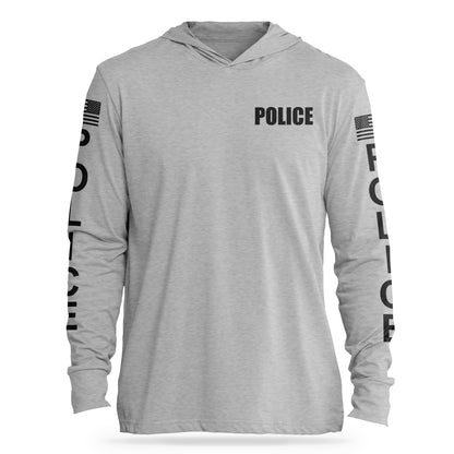 [POLICE] Cotton Hooded Tee [GRY/BLK]-13 Fifty Apparel