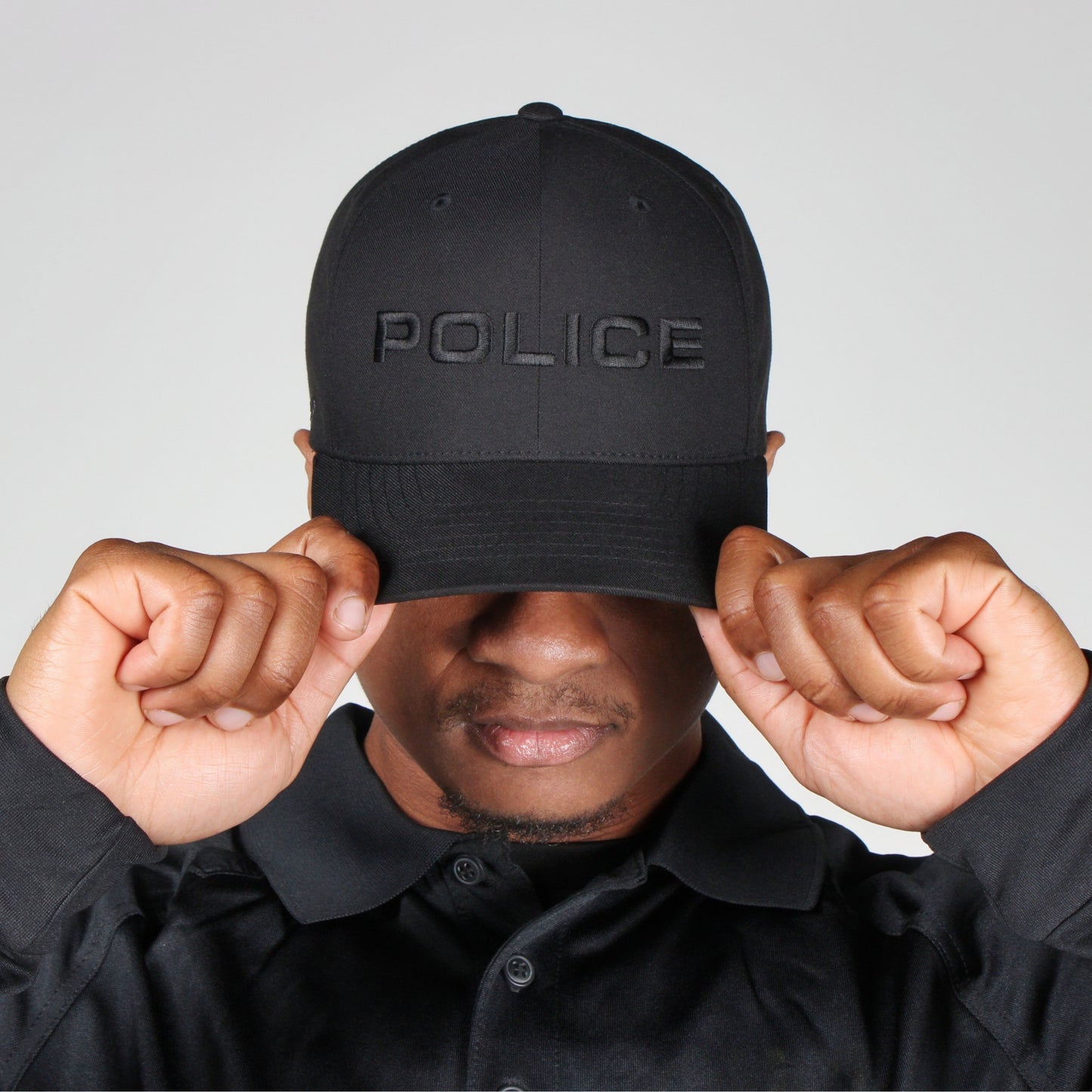 [POLICE] Embroidered Flexfit® Adjustable Cap [BLK/BLK]-13 Fifty Apparel