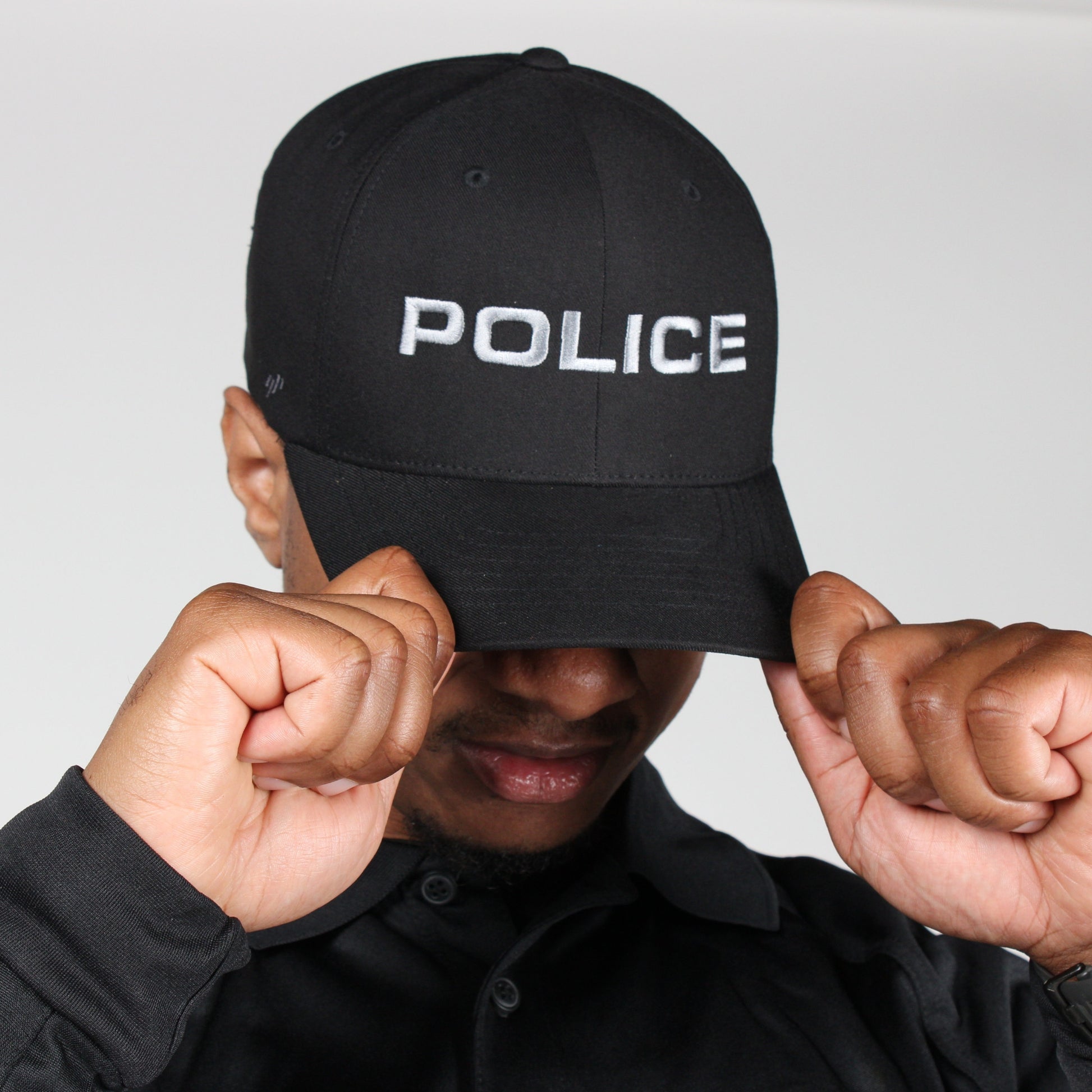 [POLICE] Embroidered Flexfit® Adjustable Cap [BLK/GRY]-13 Fifty Apparel