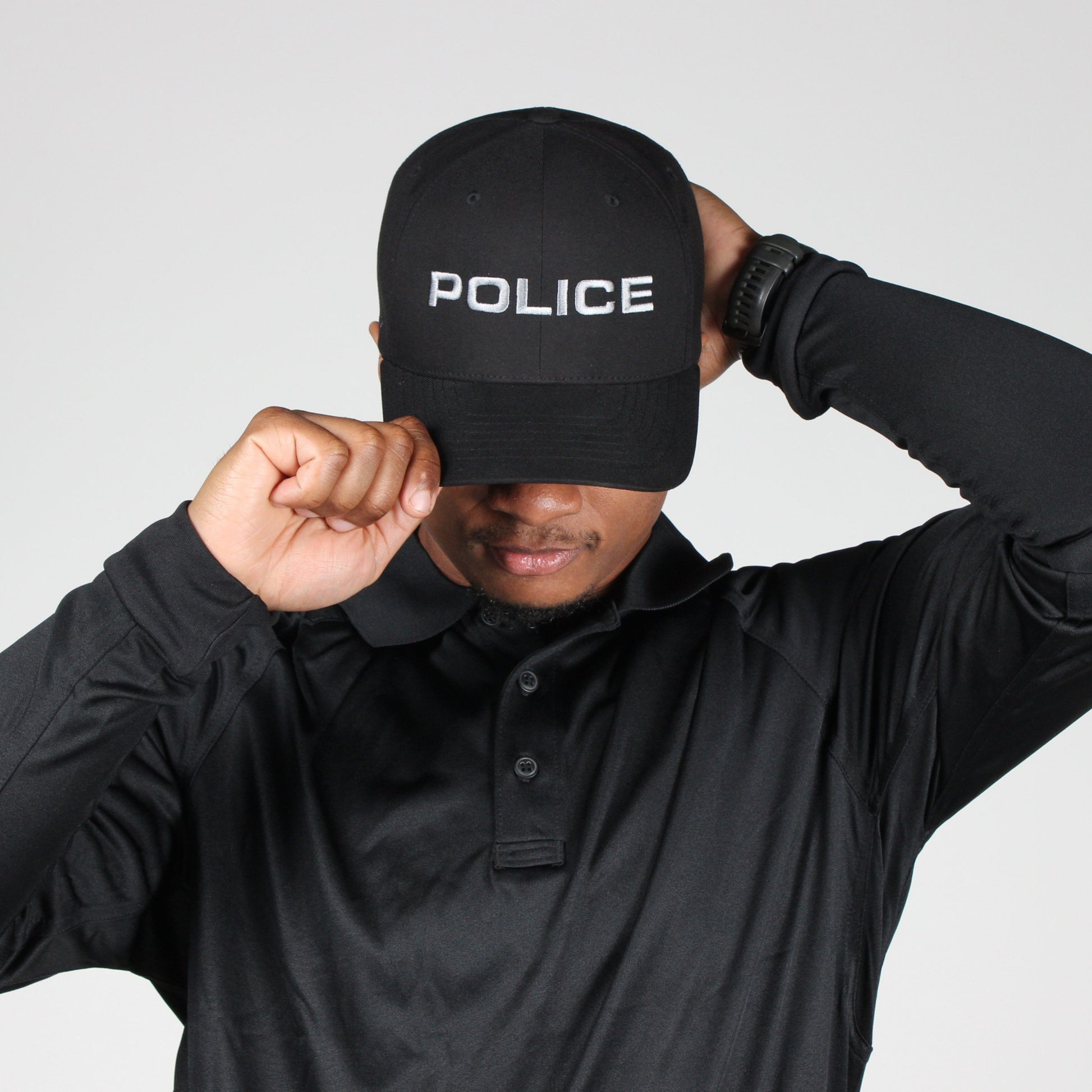 [POLICE] Embroidered Flexfit® Adjustable Cap [BLK/GRY]-13 Fifty Apparel