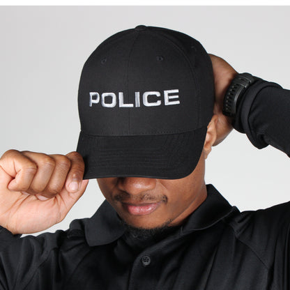 [POLICE] Embroidered Flexfit® Adjustable Cap [BLK/GRY]-13 Fifty Apparel
