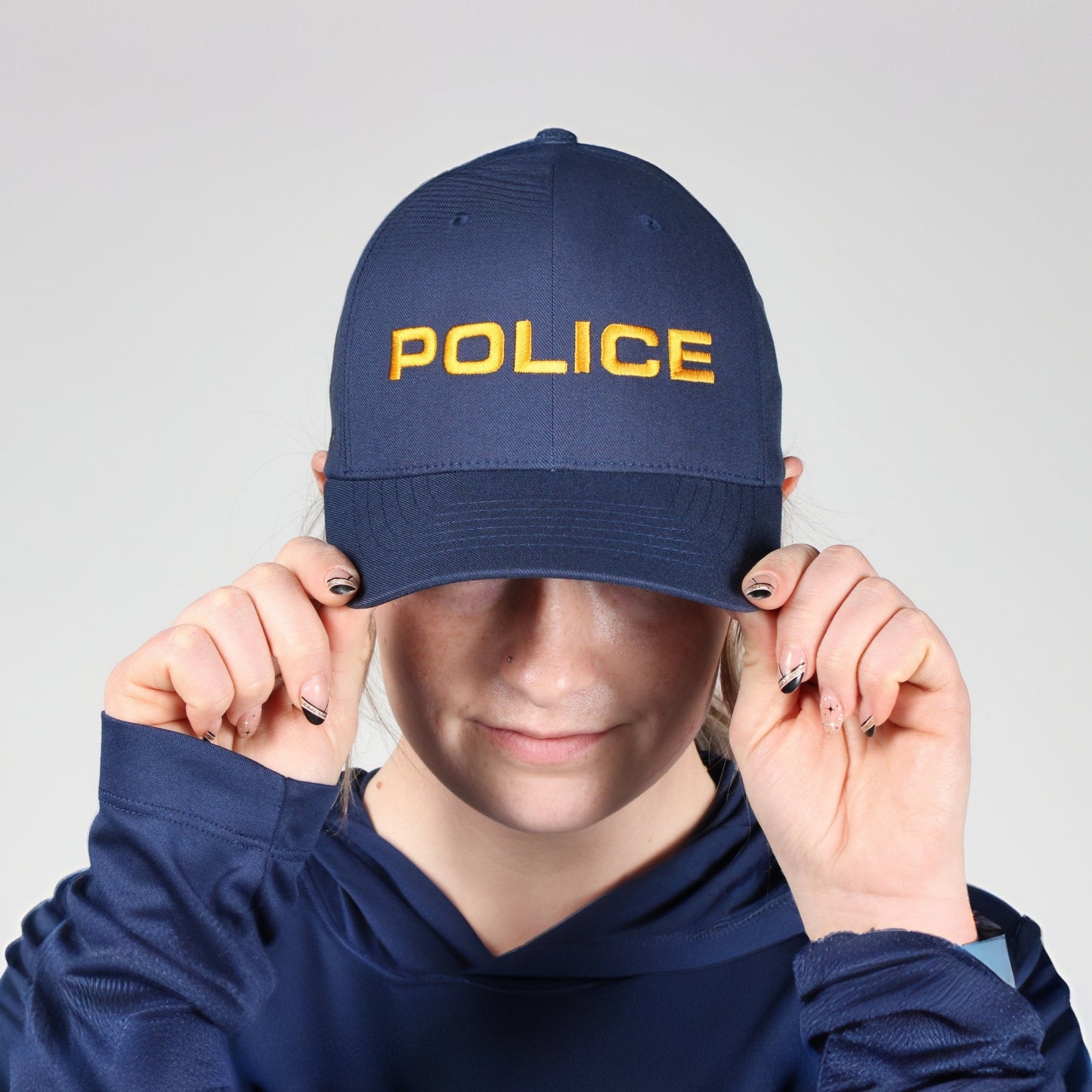 [POLICE] Embroidered Flexfit® Adjustable Cap [NVY/GLD]-13 Fifty Apparel