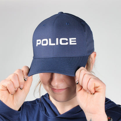 [POLICE] Embroidered Flexfit® Adjustable Cap [NVY/WHT]-13 Fifty Apparel