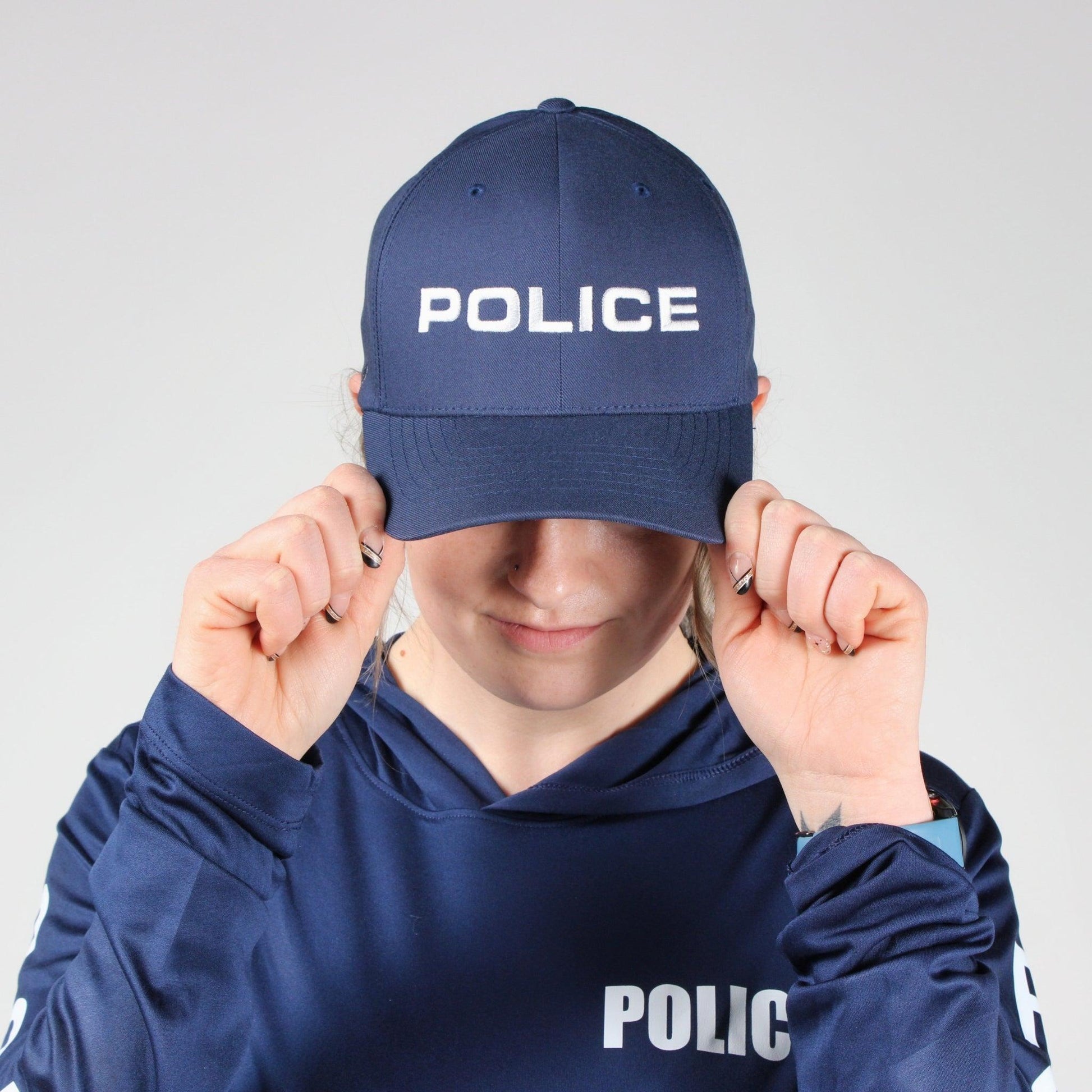 [POLICE] Embroidered Flexfit® Adjustable Cap [NVY/WHT]-13 Fifty Apparel
