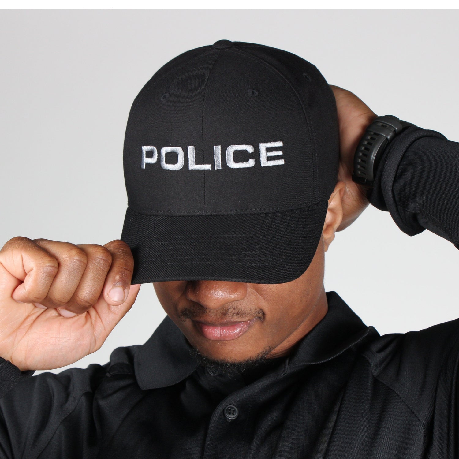 [POLICE] Embroidered Flexfit® Adjustable Cap [BLK/GRY]-13 Fifty Apparel