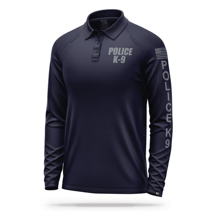[POLICE K9] Men's Performance Polo Long Sleeve [NVY/GRY] 13 Fifty Apparel 