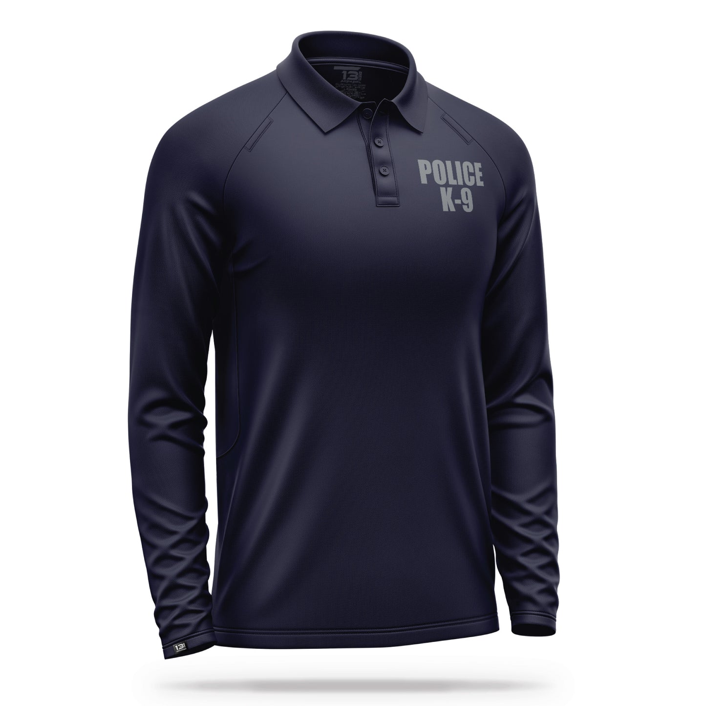 [POLICE K9] Men's Performance Polo Long Sleeve [NVY/GRY]-13 Fifty Apparel
