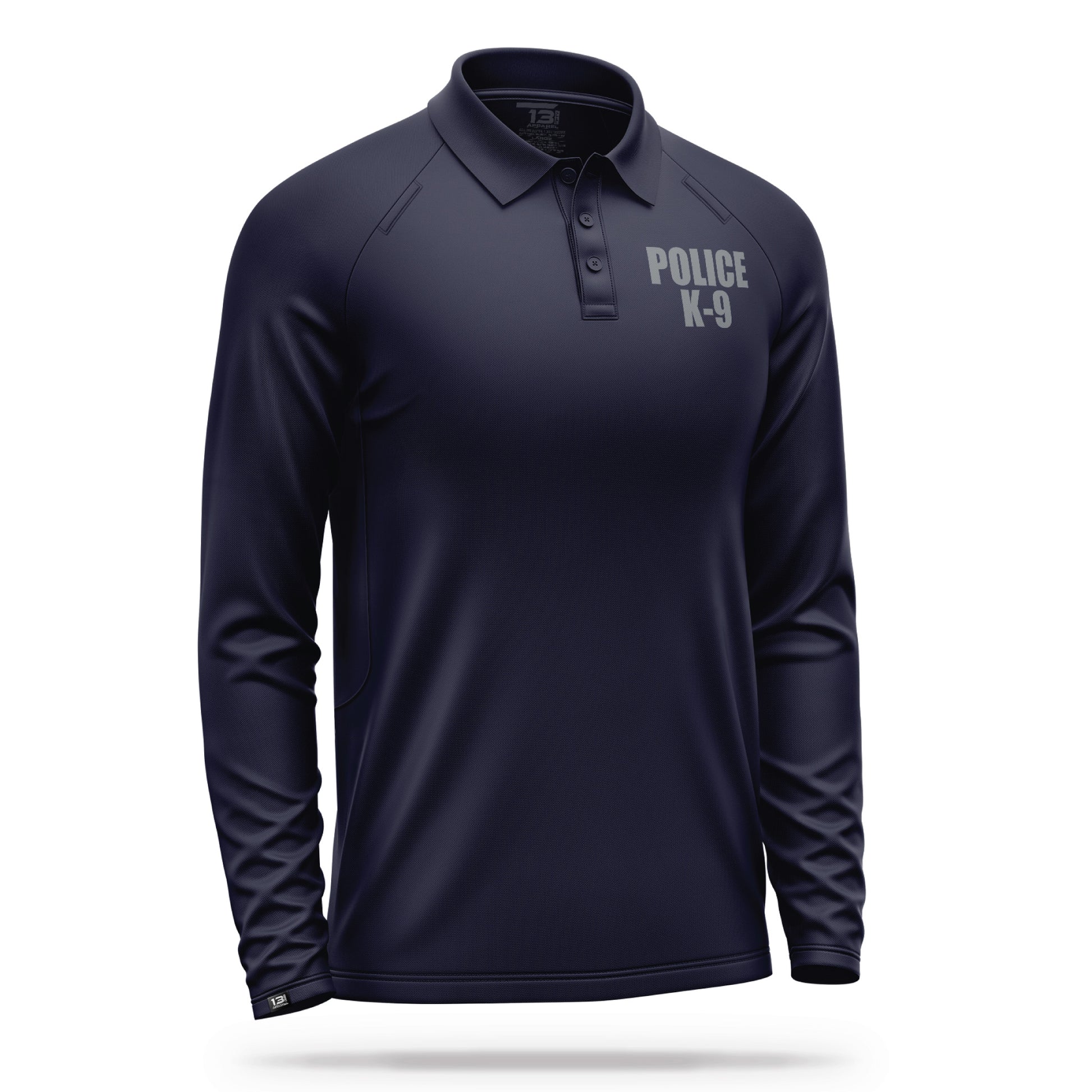 [POLICE K9] Men's Performance Polo Long Sleeve [NVY/GRY]-13 Fifty Apparel