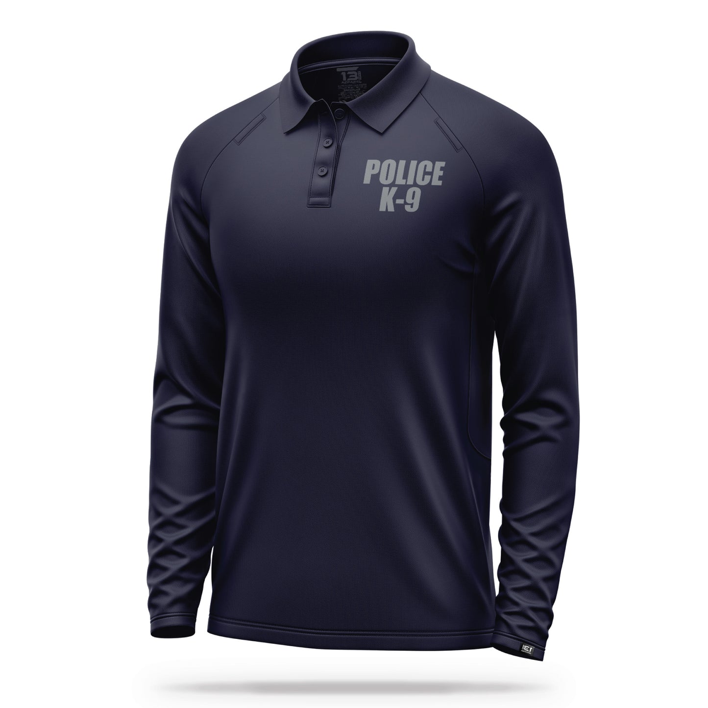 [POLICE K9] Men's Performance Polo Long Sleeve [NVY/GRY]-13 Fifty Apparel