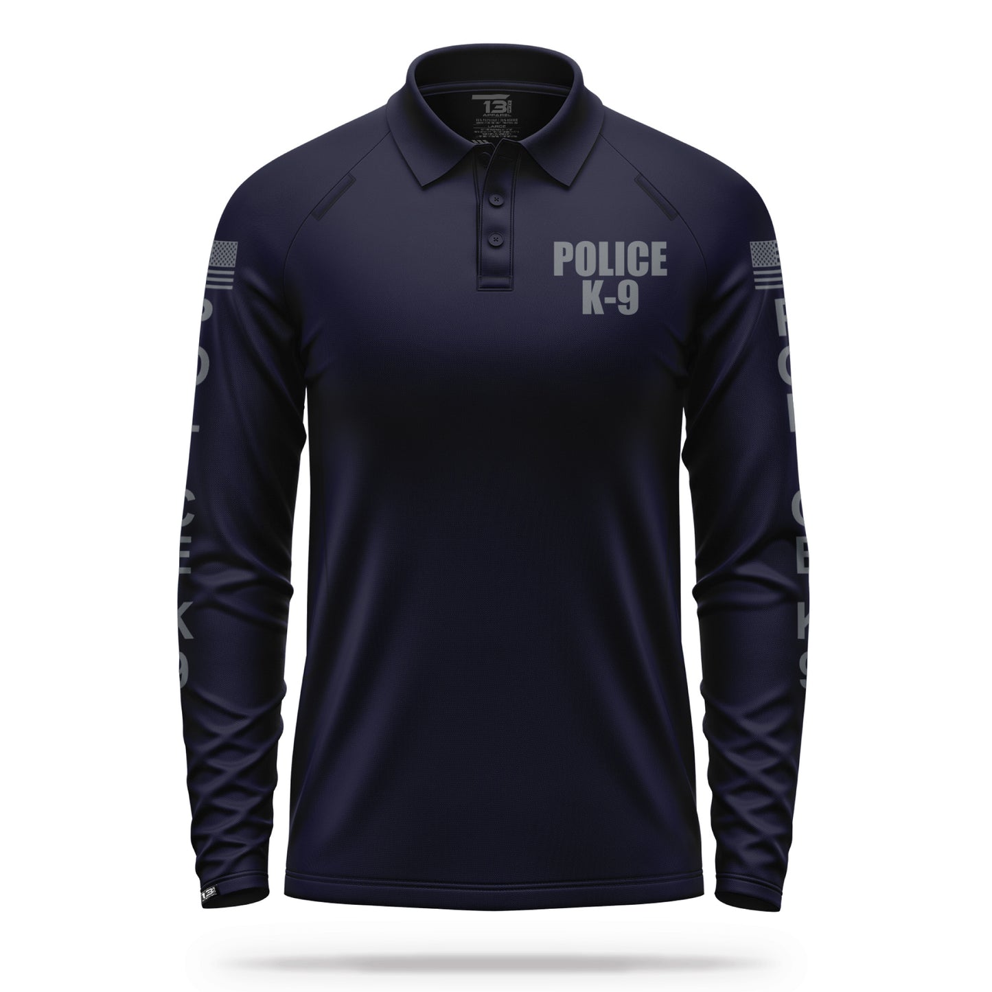 [POLICE K9] Men's Performance Polo Long Sleeve [NVY/GRY] 13 Fifty Apparel 