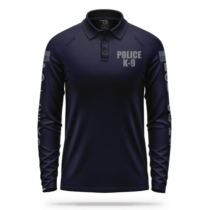 [POLICE K9] Men's Performance Polo Long Sleeve [NVY/GRY] 13 Fifty Apparel 