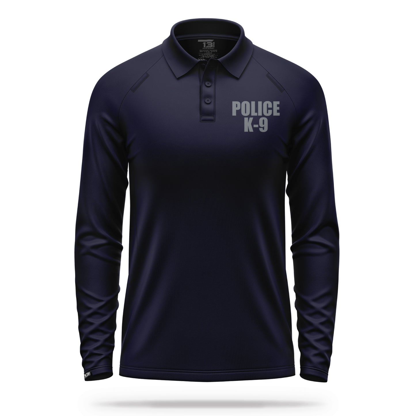 [POLICE K9] Men's Performance Polo Long Sleeve [NVY/GRY]-13 Fifty Apparel