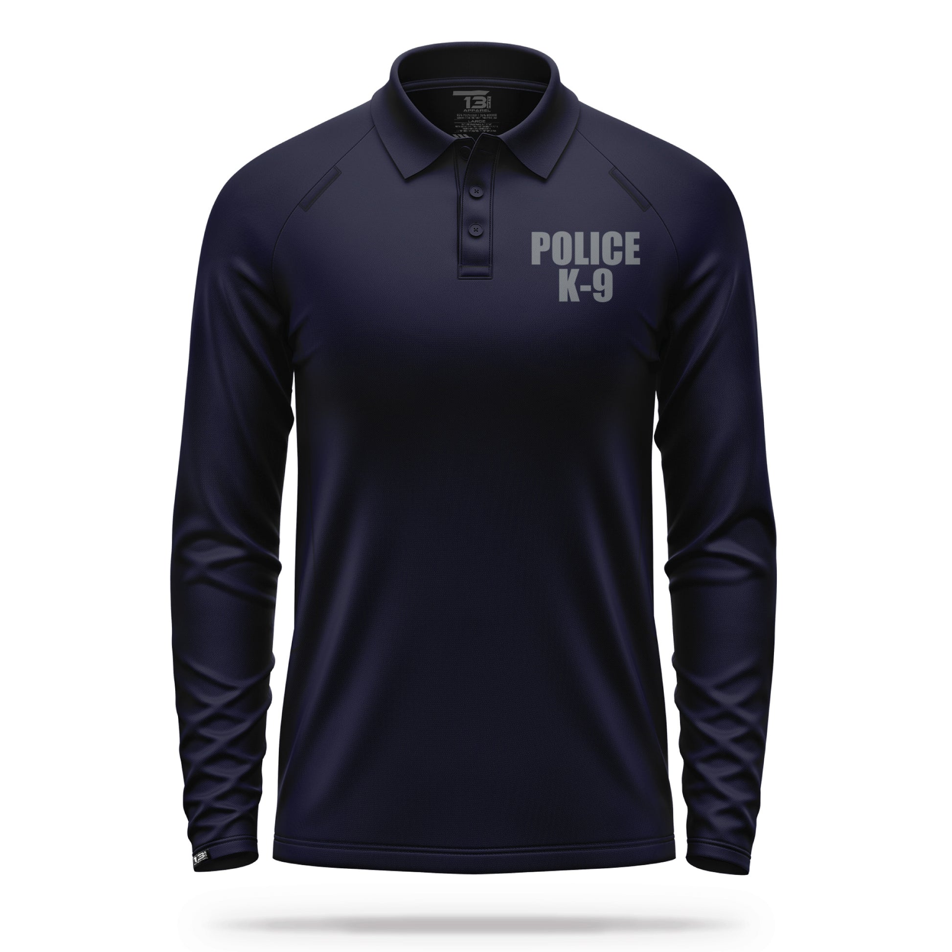 [POLICE K9] Men's Performance Polo Long Sleeve [NVY/GRY]-13 Fifty Apparel