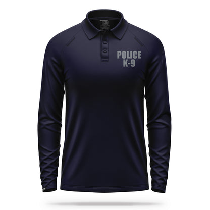 [POLICE K9] Men's Performance Polo Long Sleeve [NVY/GRY]-13 Fifty Apparel