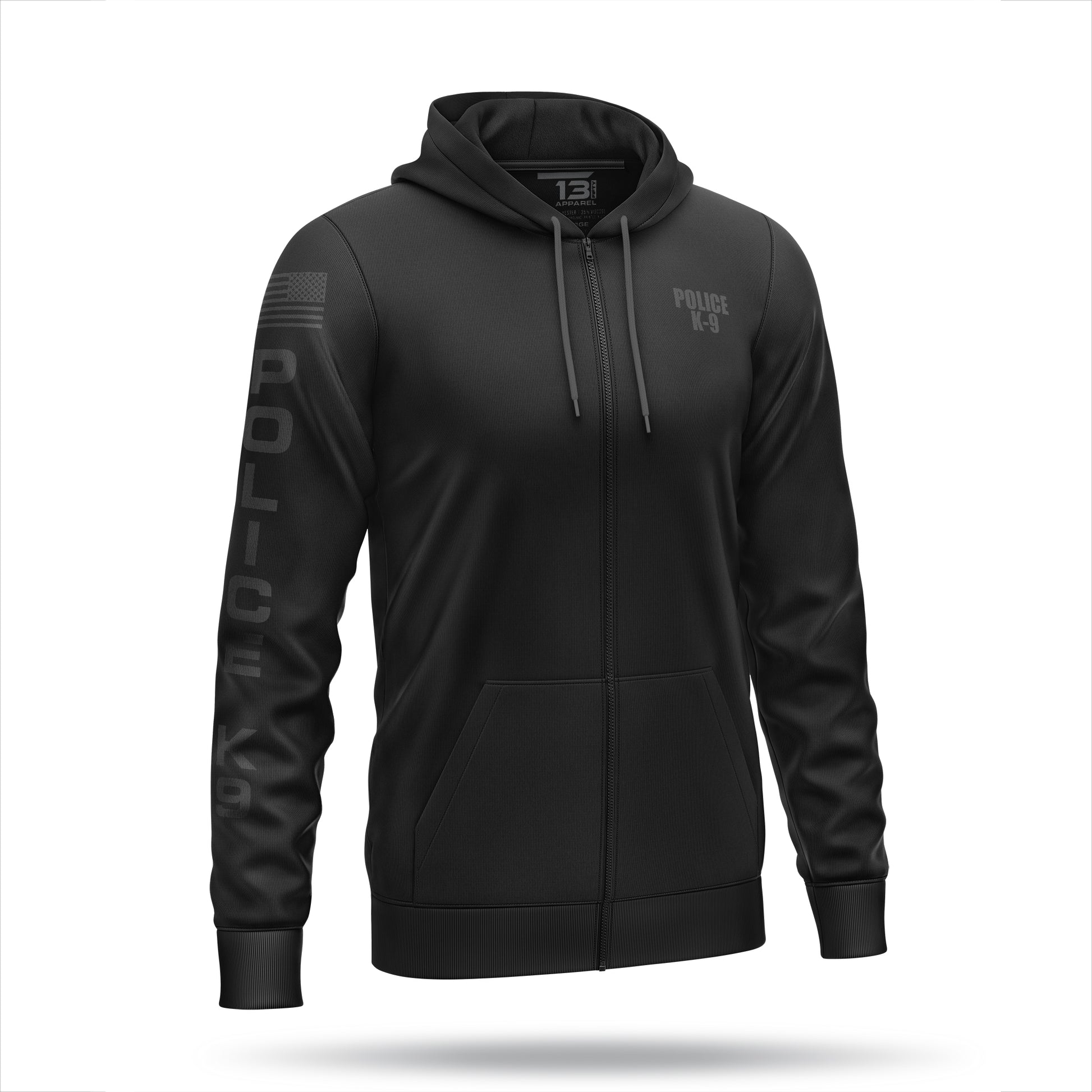 [POLICE K9] Performance Full-Zip Hoodie [BLK/BLK]-13 Fifty Apparel