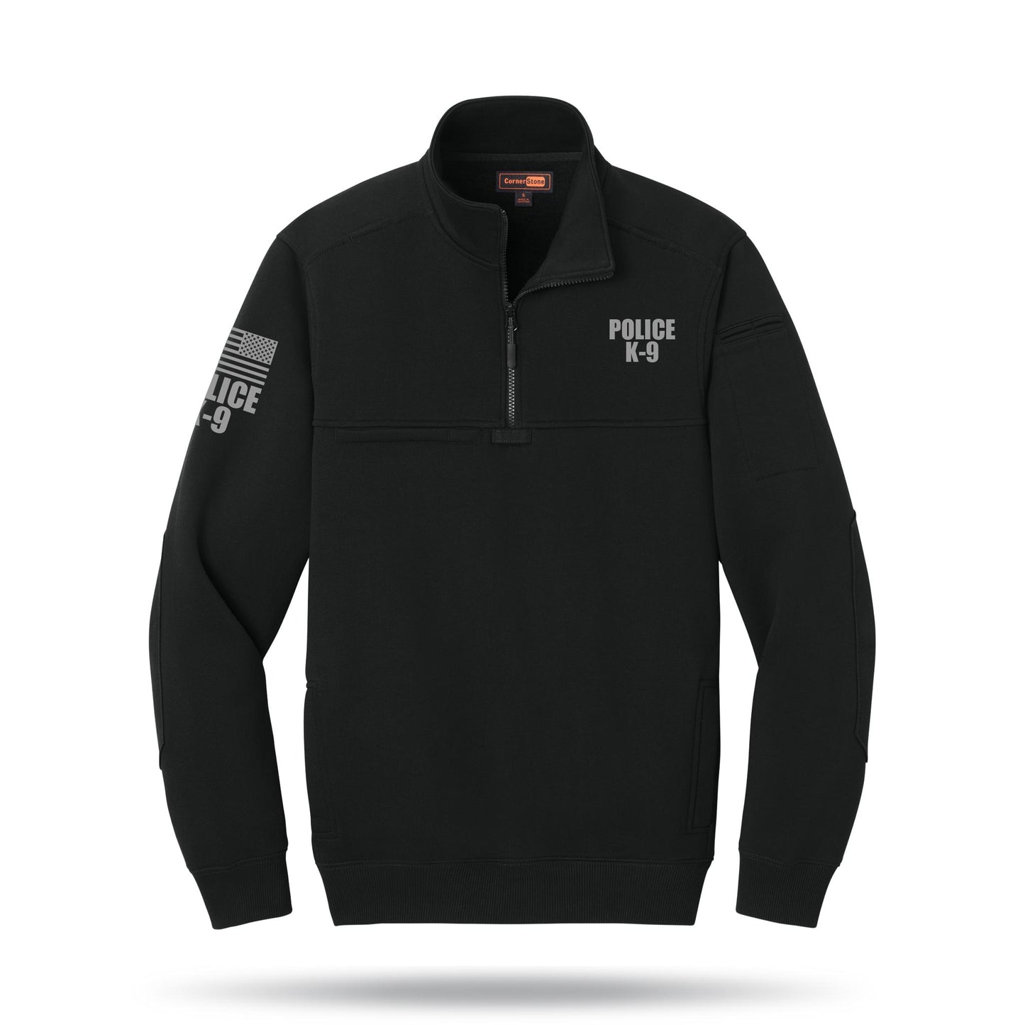 [POLICE K9] Tough Fleece Quarter Zip [BLK/GRY]﻿﻿﻿-13 Fifty Apparel