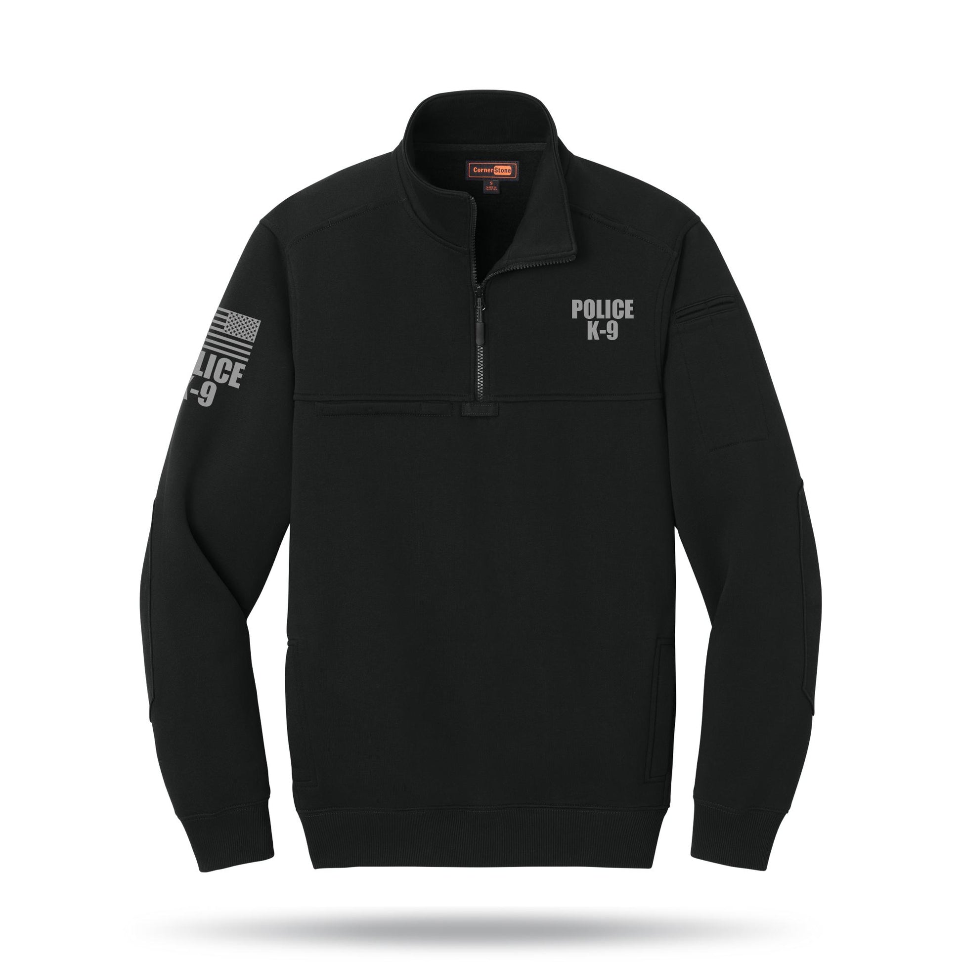 [POLICE K9] Tough Fleece Quarter Zip [BLK/GRY]﻿﻿﻿-13 Fifty Apparel