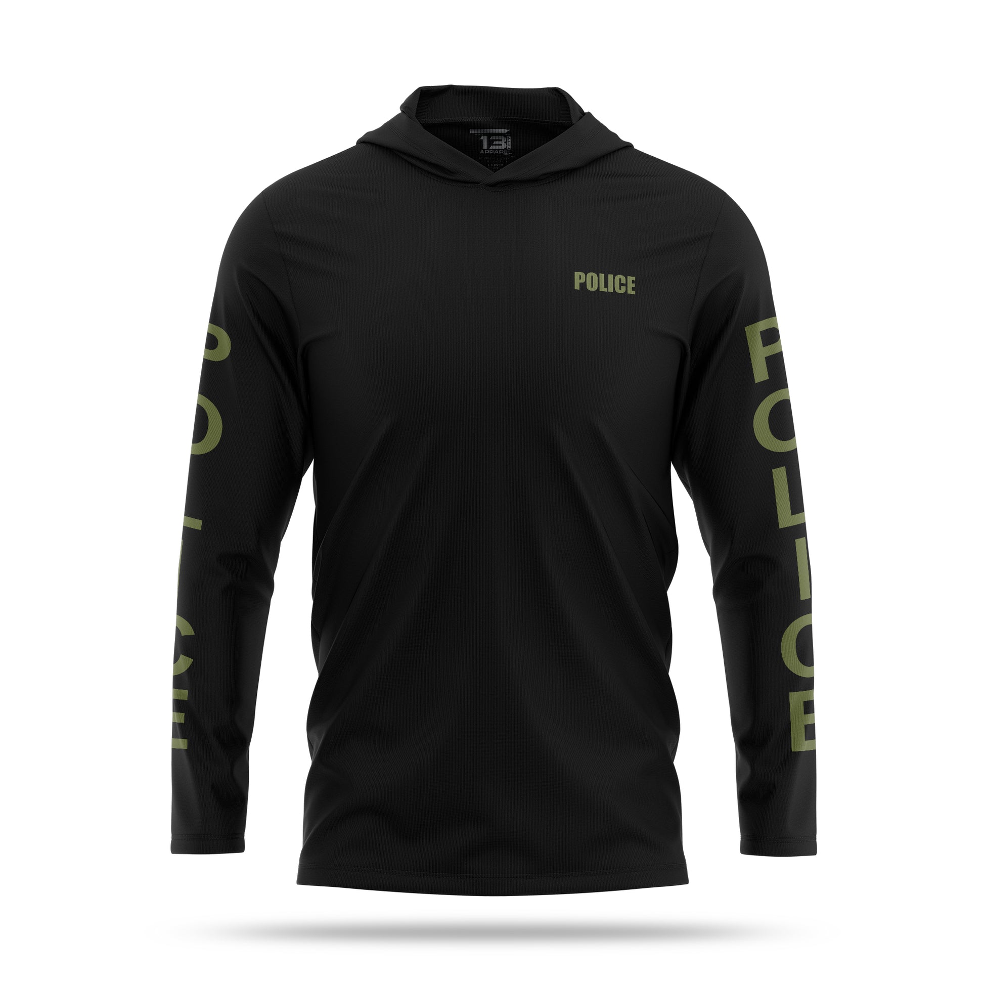 [POLICE] Men's Hooded Long Sleeve [BLK/GRN] 13 Fifty Apparel 