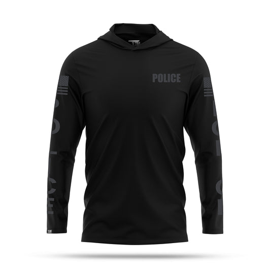 [POLICE] Men's Performance Hooded Long Sleeve [BLK/BLK]-13 Fifty Apparel