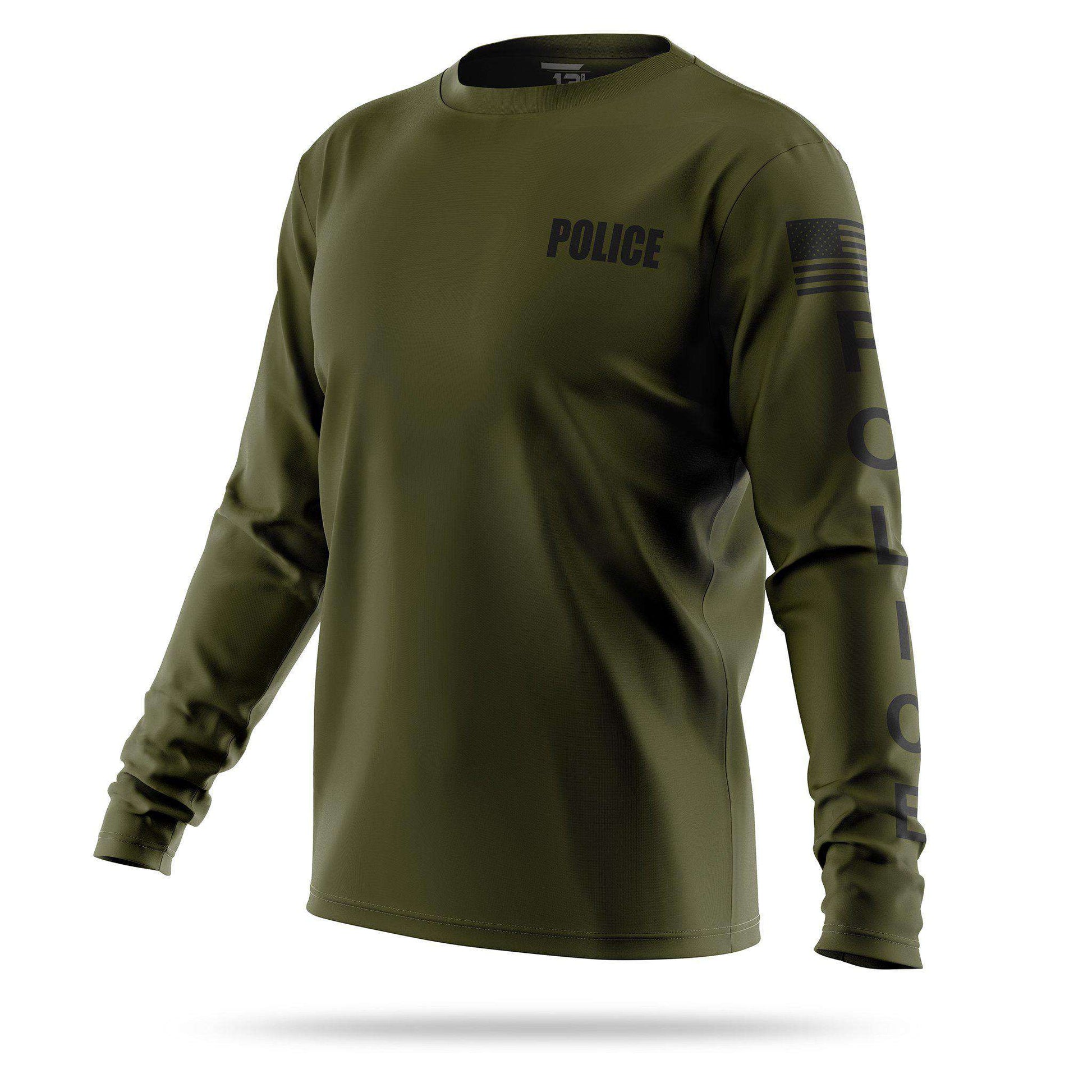 [POLICE] Men's Performance Long Sleeve [GRN/BLK]-13 Fifty Apparel