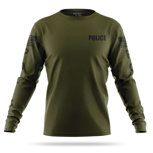 [POLICE] Men's Performance Long Sleeve [GRN/BLK]-13 Fifty Apparel