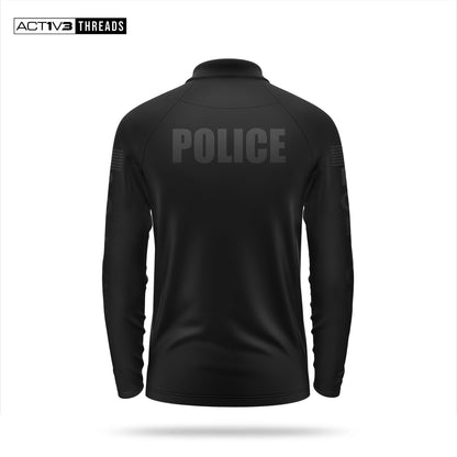 [POLICE] Men's Performance Polo Long Sleeve [BLK/BLK]-13 Fifty Apparel