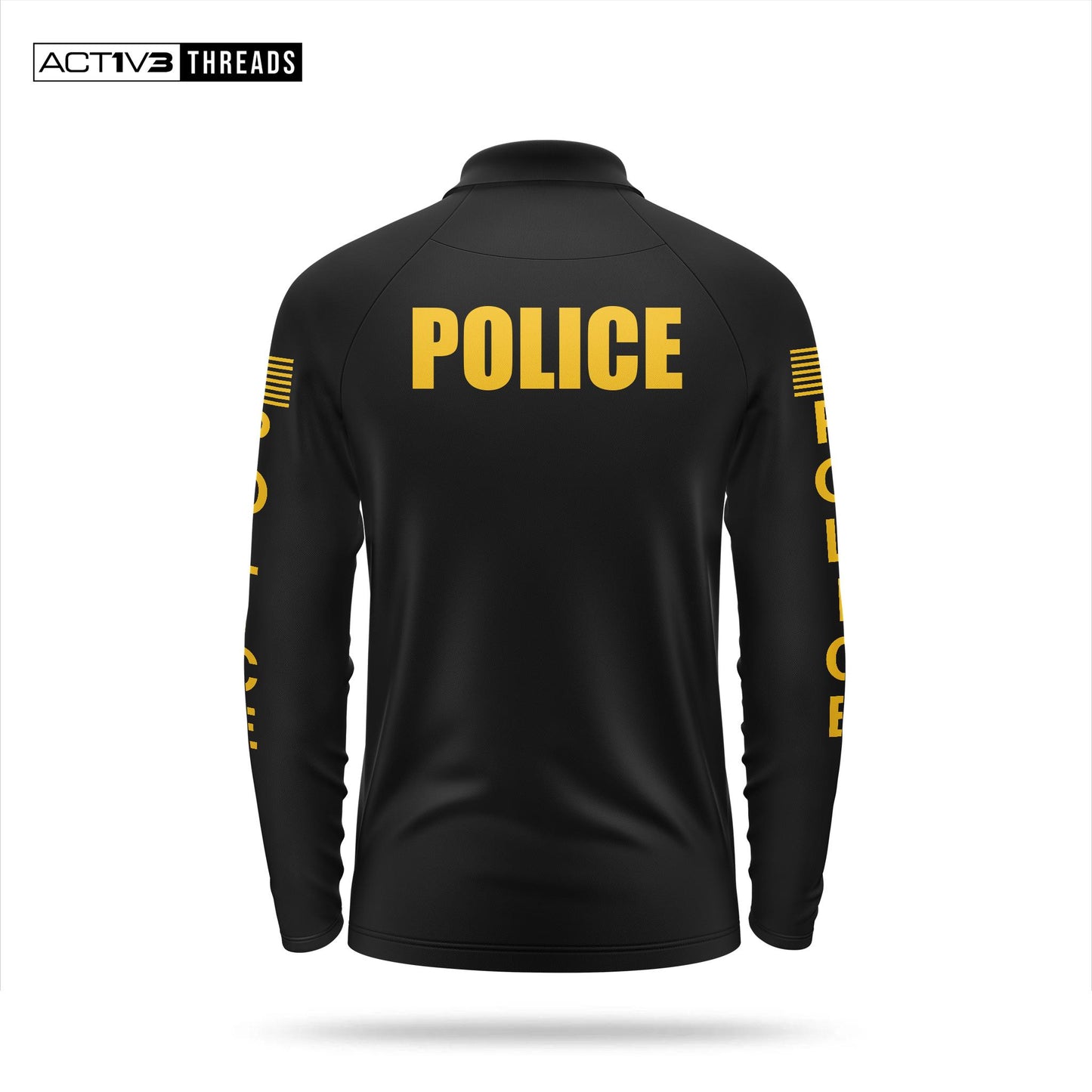 [POLICE] Men's Performance Polo Long Sleeve [BLK/GLD]-13 Fifty Apparel