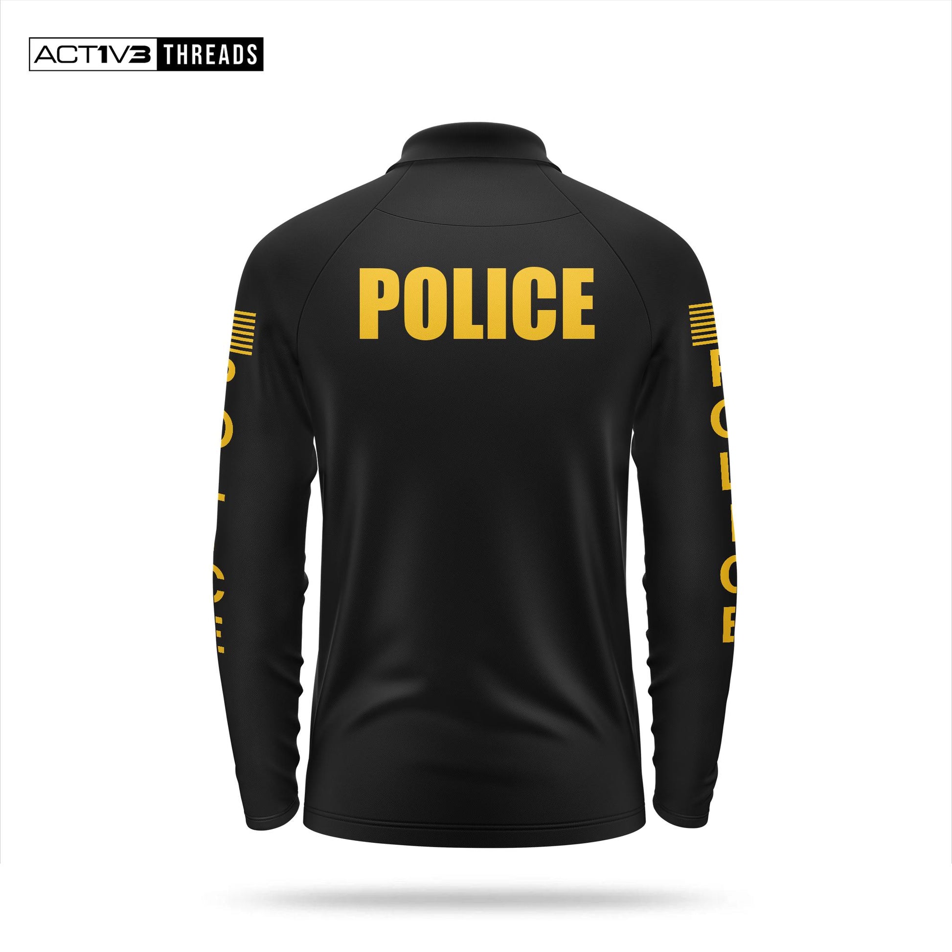 [POLICE] Men's Performance Polo Long Sleeve [BLK/GLD]-13 Fifty Apparel