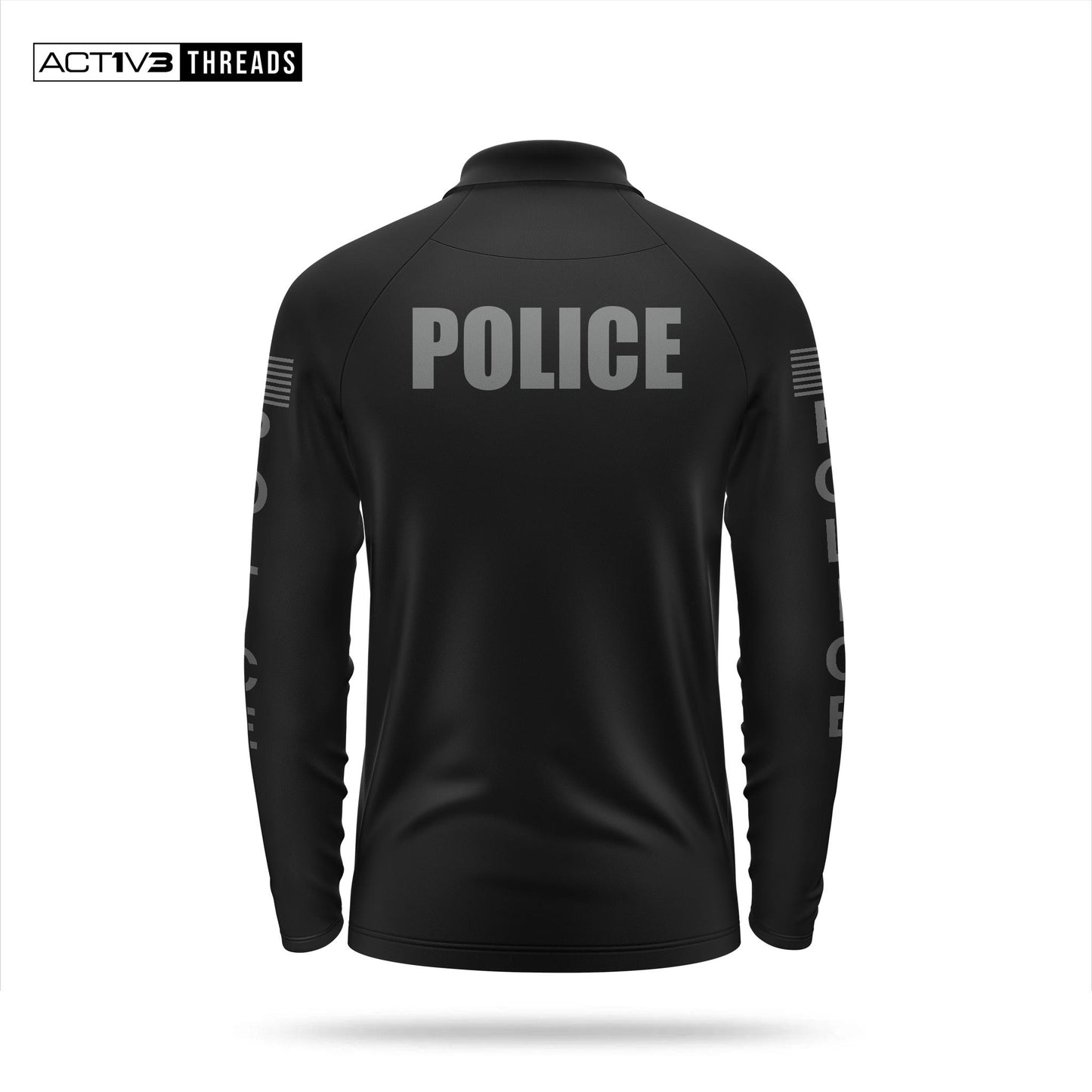[POLICE] Men's Performance Polo Long Sleeve [BLK/GRY]-13 Fifty Apparel