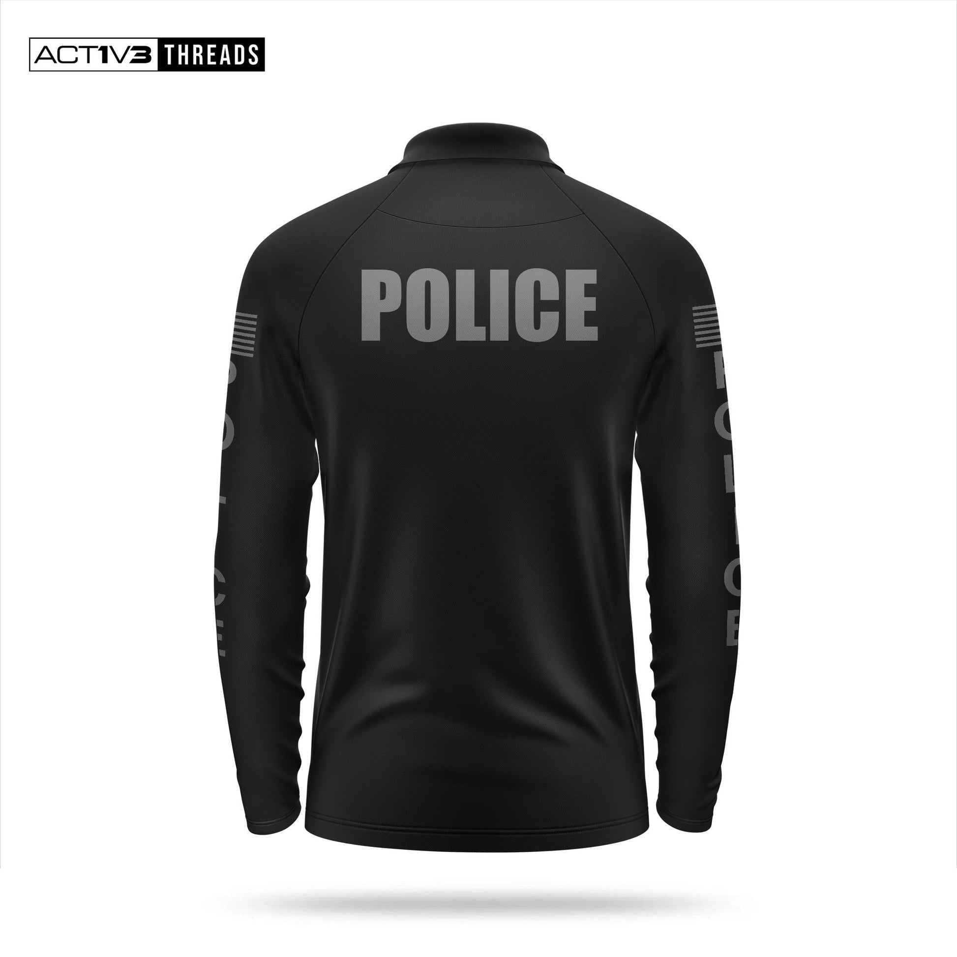 [POLICE] Men's Performance Polo Long Sleeve [BLK/GRY]-13 Fifty Apparel