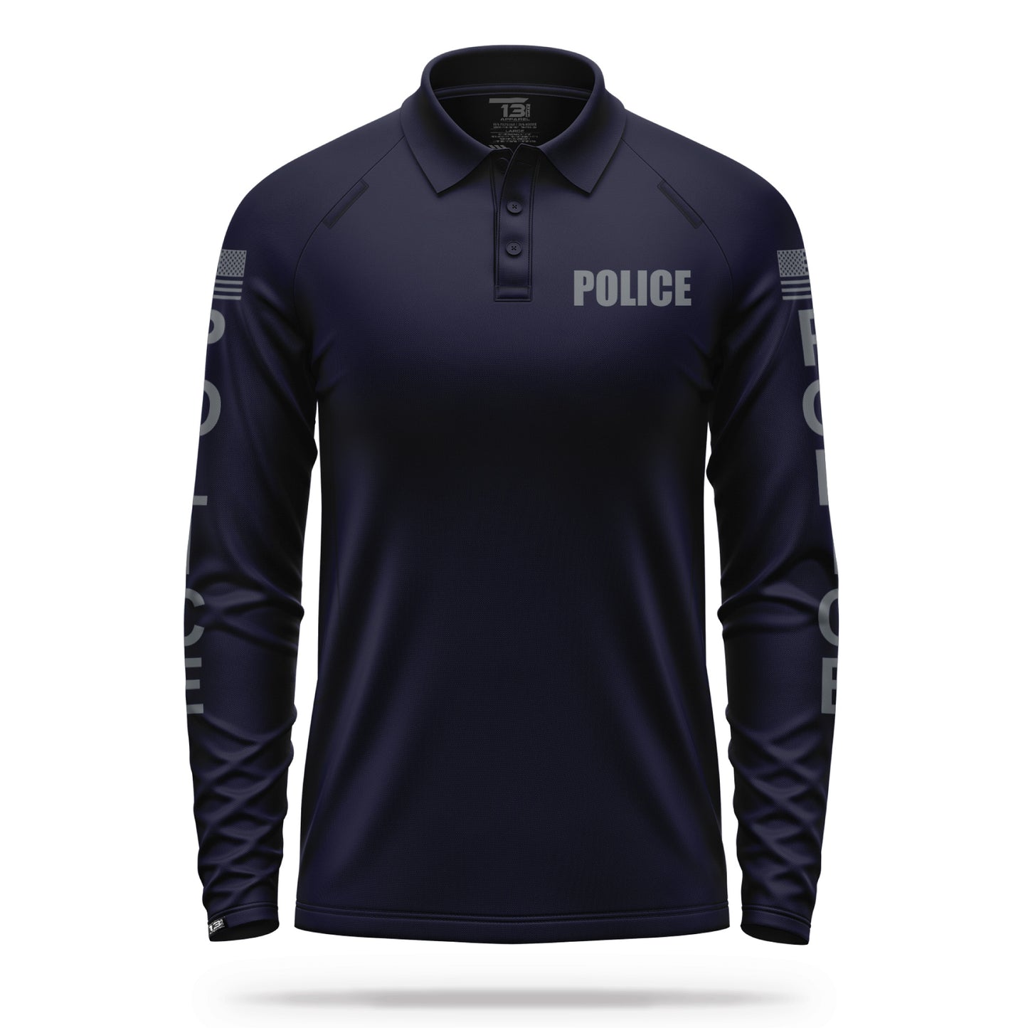 [POLICE] Men's Performance Polo Long Sleeve [NVY/GRY] 13 Fifty Apparel 